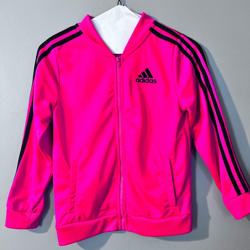 Hot pink Addidas zippered front jacket